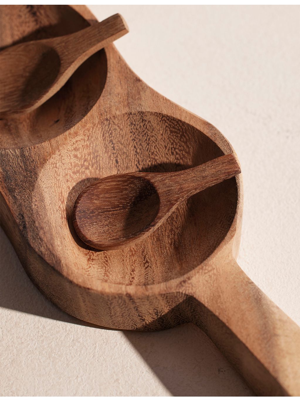 Soho Home acacia wood server with three spoons (British brand)