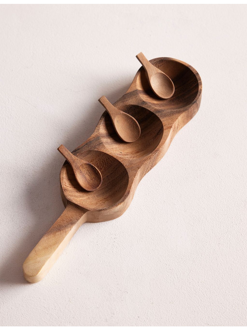 Soho Home acacia wood server with three spoons (British brand)