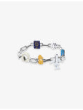 Poubel rhodium-plated sterling silver charm bracelet set, imported from the UK