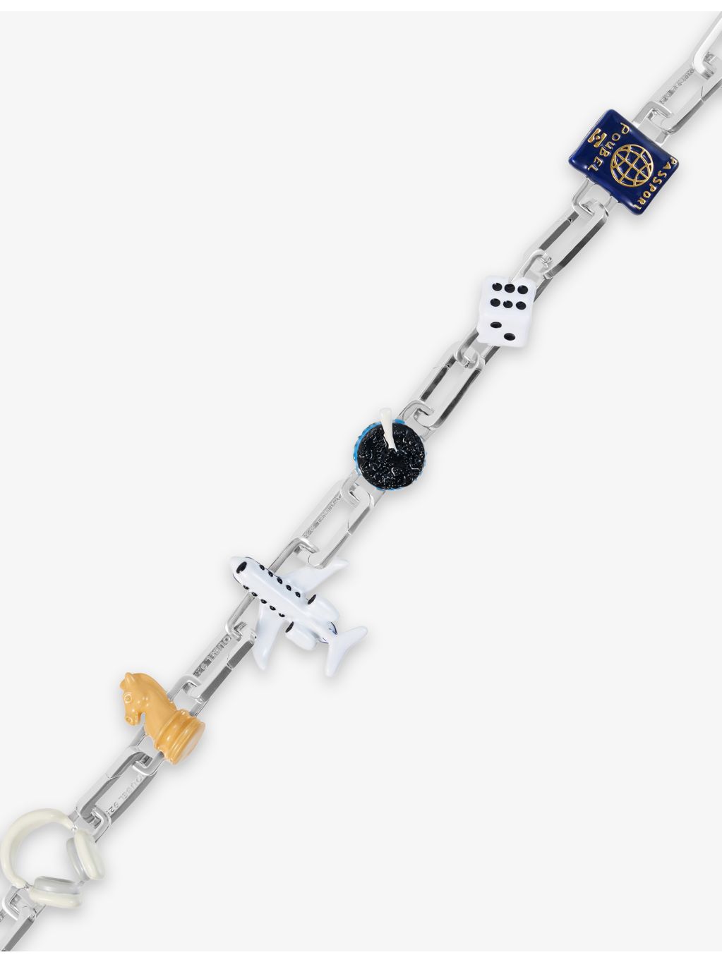 Poubel rhodium-plated sterling silver charm bracelet set, imported from the UK