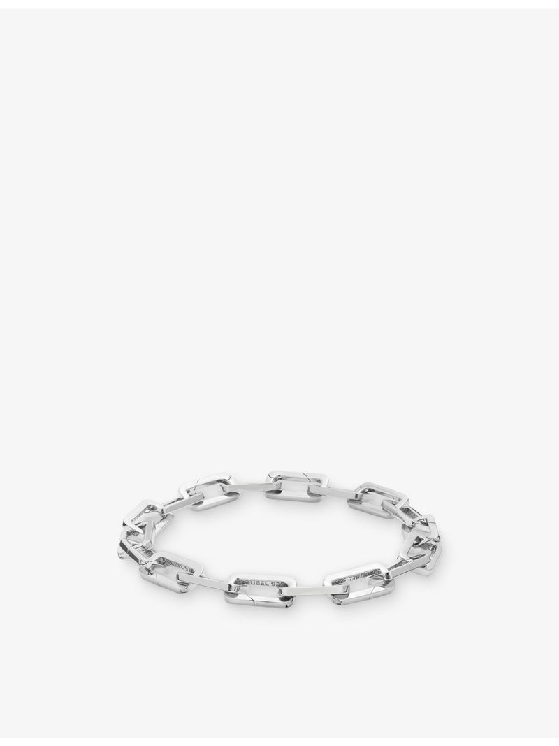 Poubel engraved link sterling silver bracelet 21cm, imported from the UK