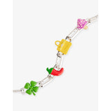 Poubel rhodium-plated sterling silver charm bracelet set 23cm (British brand)