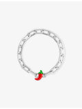 Poubel chilli pepper charm in sterling silver and enamel - British product