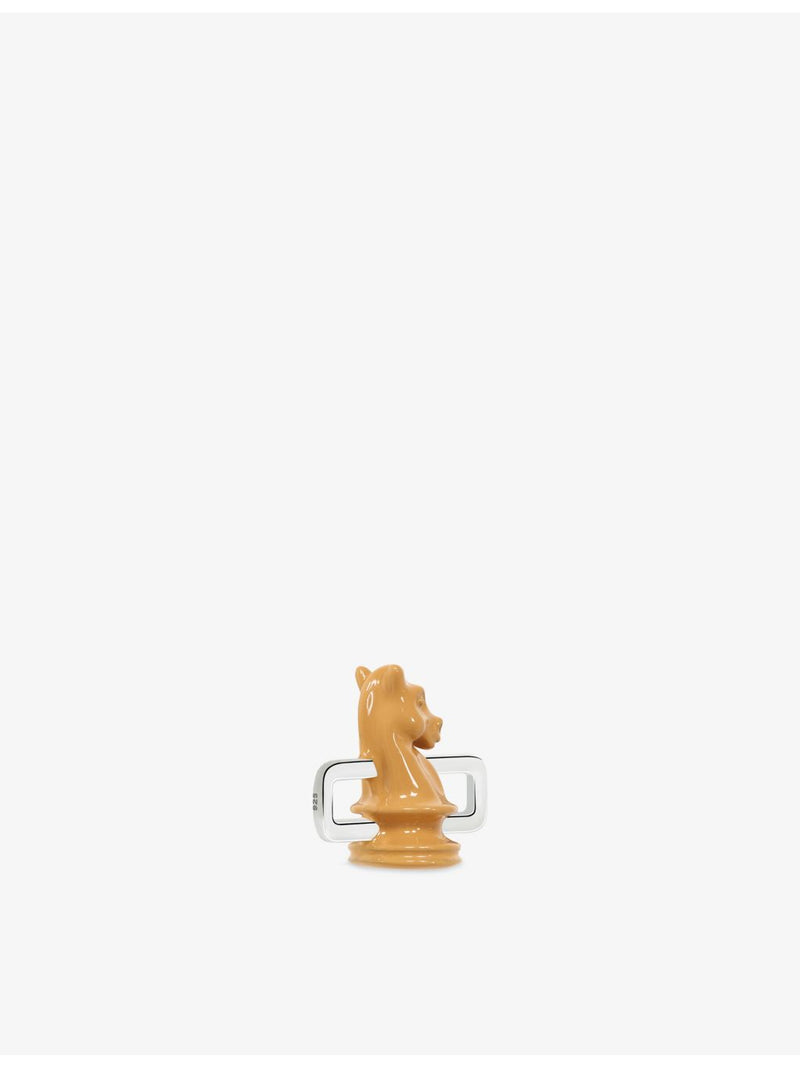 Poubel sterling silver enamel chess knight charm, imported from the UK