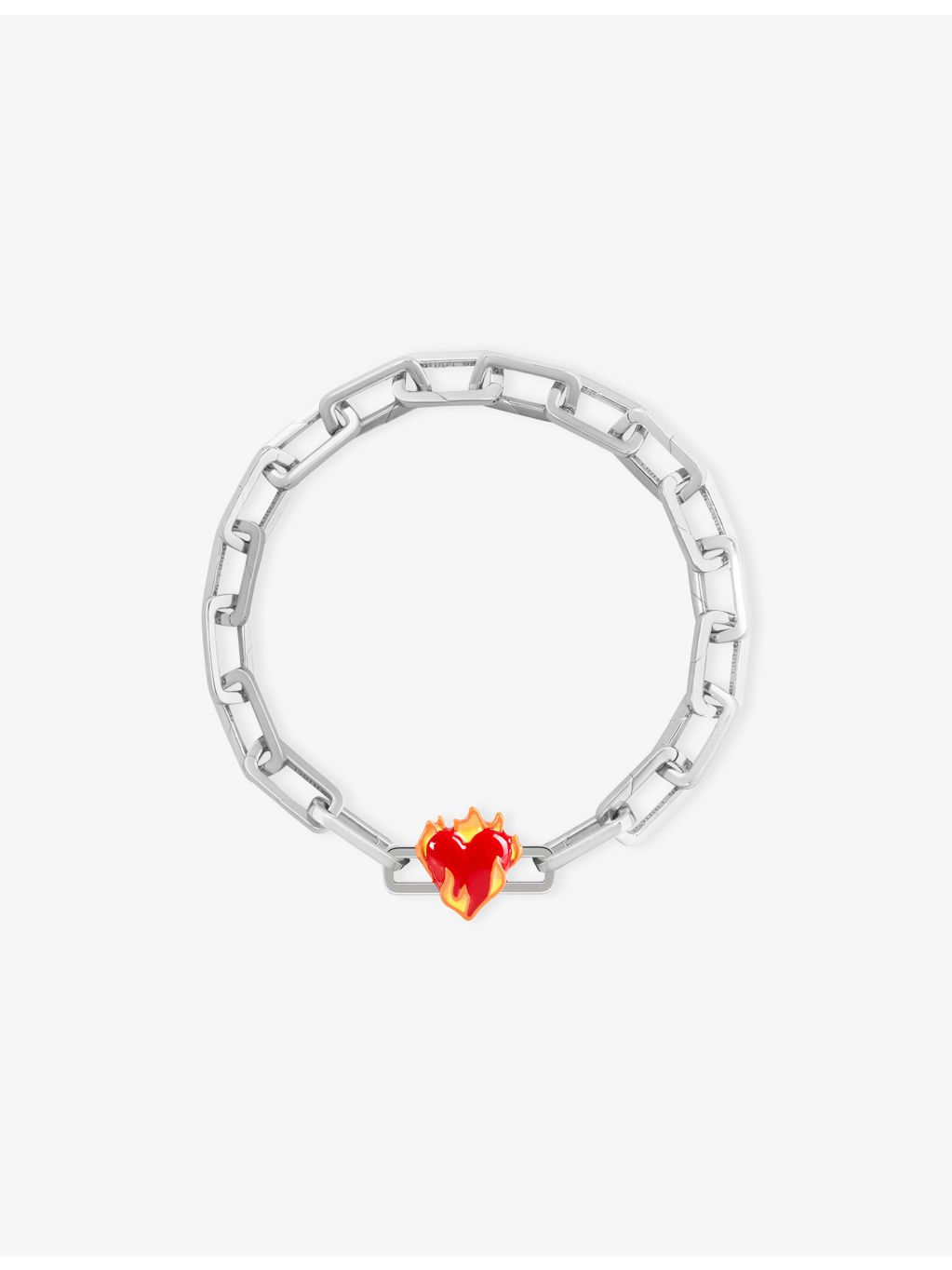 Poubel Heart on Fire sterling silver enamel charm, UK version