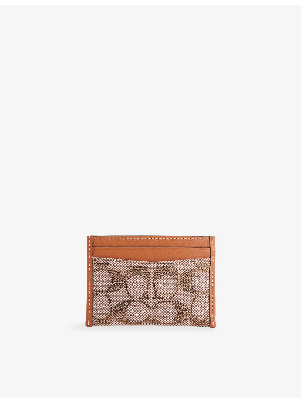 Coach crystal-embellished monogram-print leather card holder (British brand)