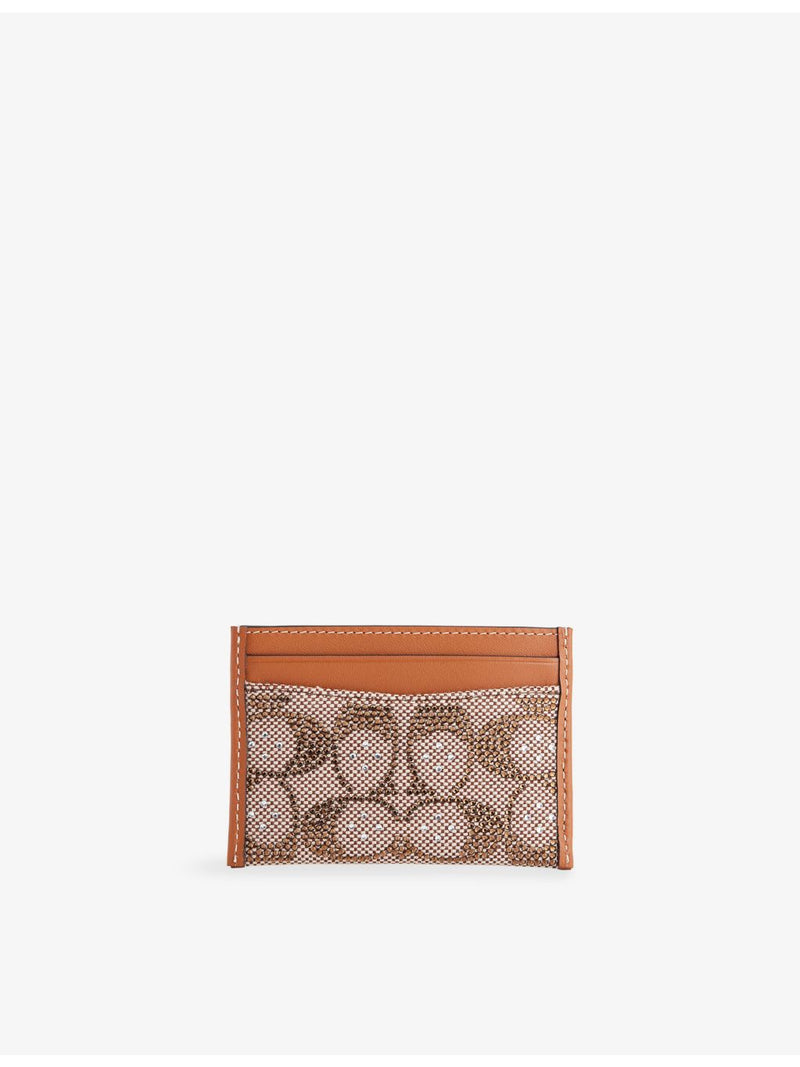 Coach crystal-embellished monogram-print leather card holder (British brand)
