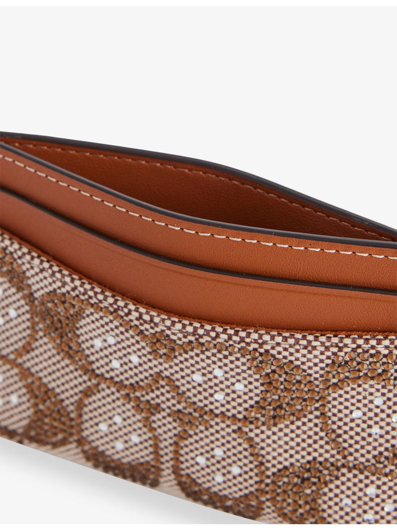 Coach crystal-embellished monogram-print leather card holder (British brand)