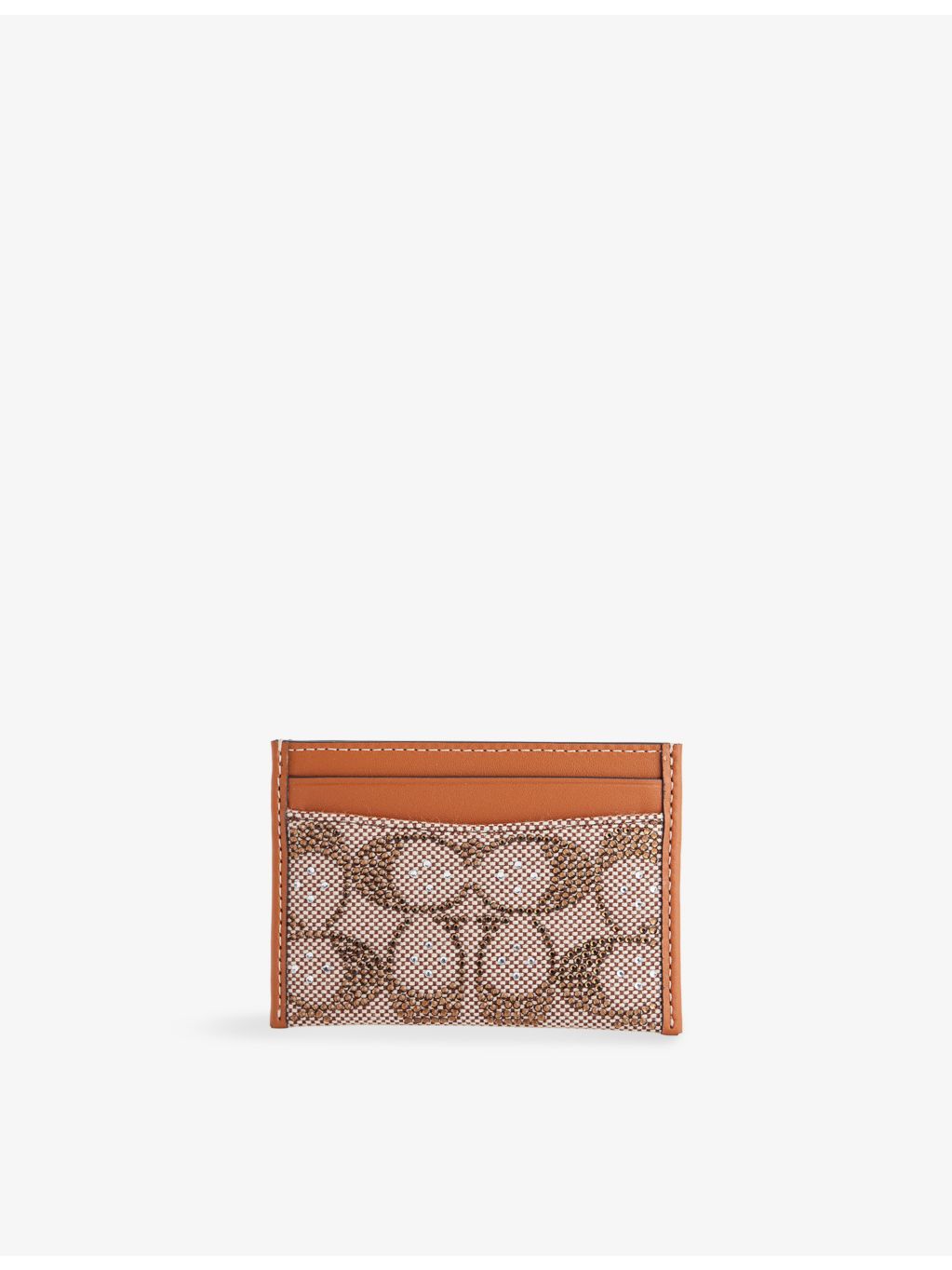 Coach crystal-embellished monogram-print leather card holder (British brand)
