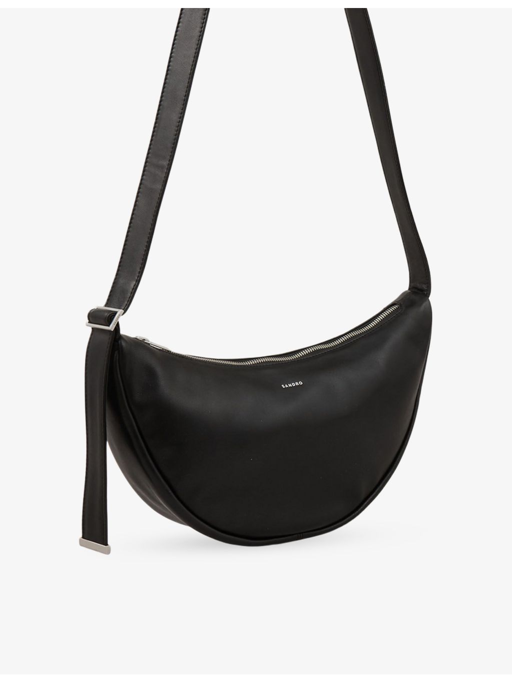 Sandro small leather hobo bag with cross-body strap - British product