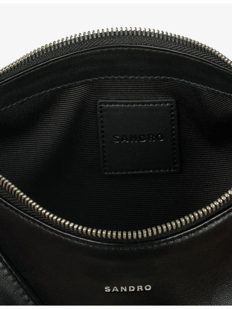 Sandro small leather hobo bag with cross-body strap - British product