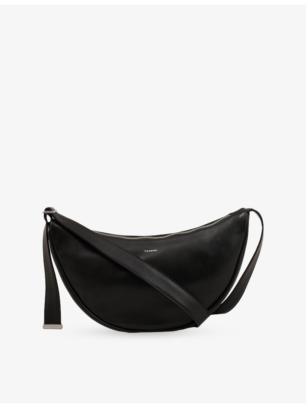 Sandro small leather hobo bag with cross-body strap - British product