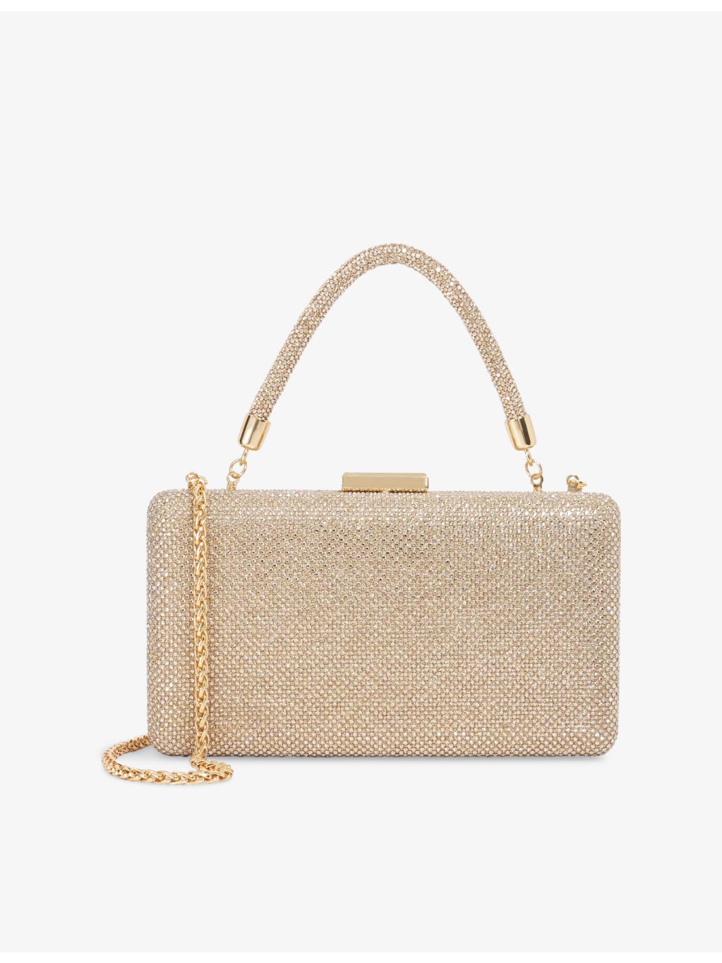 Dune diamante top-handle clutch bag with chain strap, imported from the UK