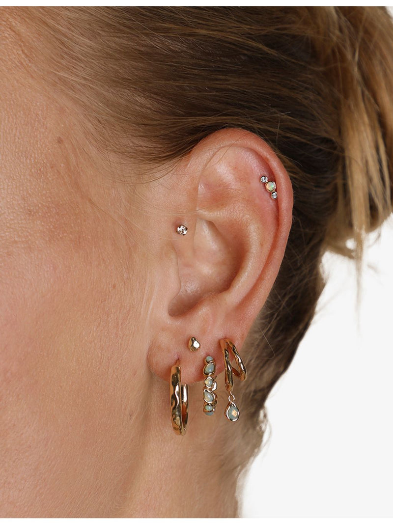 Astrid & Miyu opal hoop earrings in gold-plated sterling silver, UK version