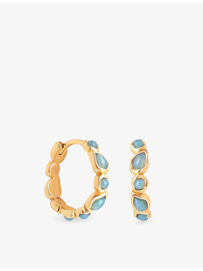 Astrid & Miyu opal hoop earrings in gold-plated sterling silver, UK version
