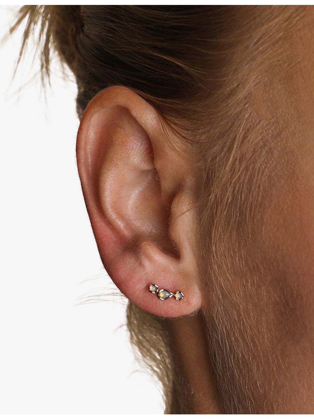 Astrid & Miyu opal climber earrings in gold-plated sterling silver (British brand)