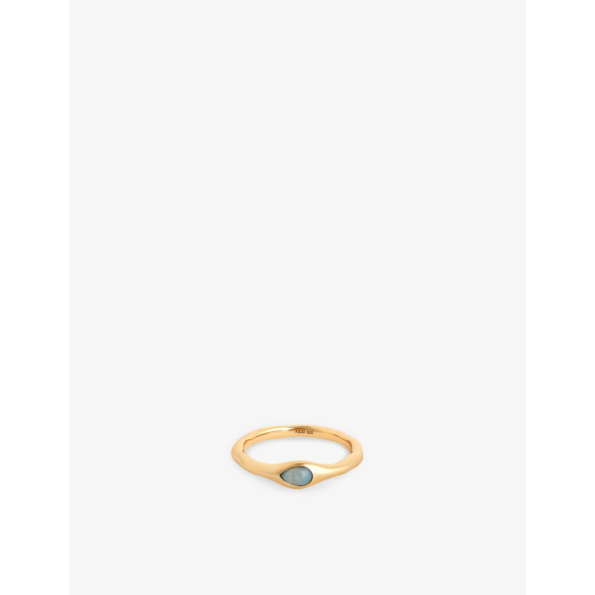 Opal Pear 18ct Yellow Gold-Plated Sterling-Silver and Nano-Gem Cocktail Ring - L