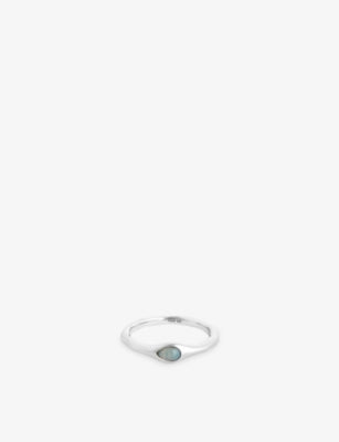Astrid & Miyu Opal Pear Rhodium-Plated Sterling Silver Nano-Gem Cocktail Ring