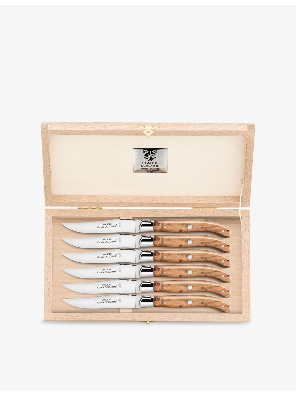 Laguiole steak knives set of six stainless steel wood handles, UK version