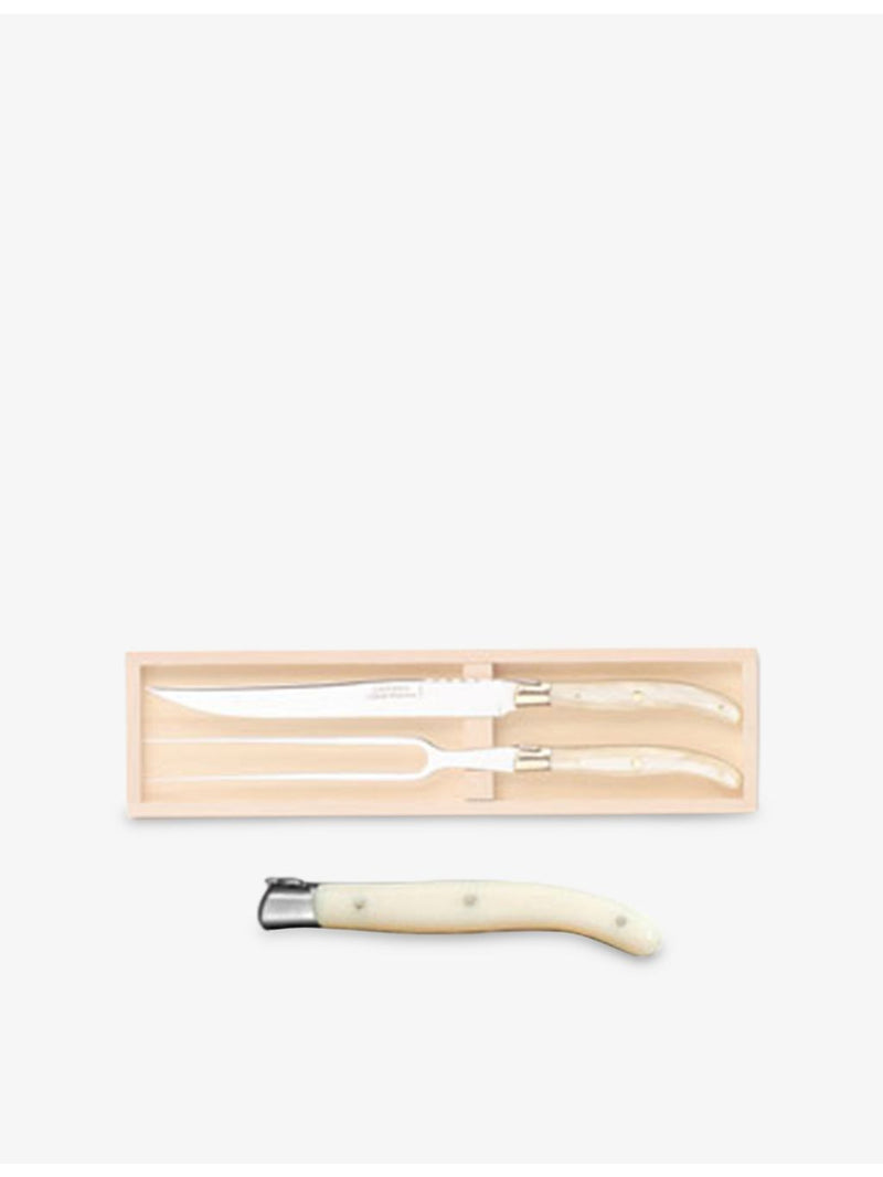 Claude Dozorme Laguiole stainless steel carving set, UK version