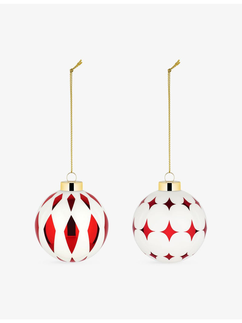 Alessi glass Christmas baubles set of 2, UK version