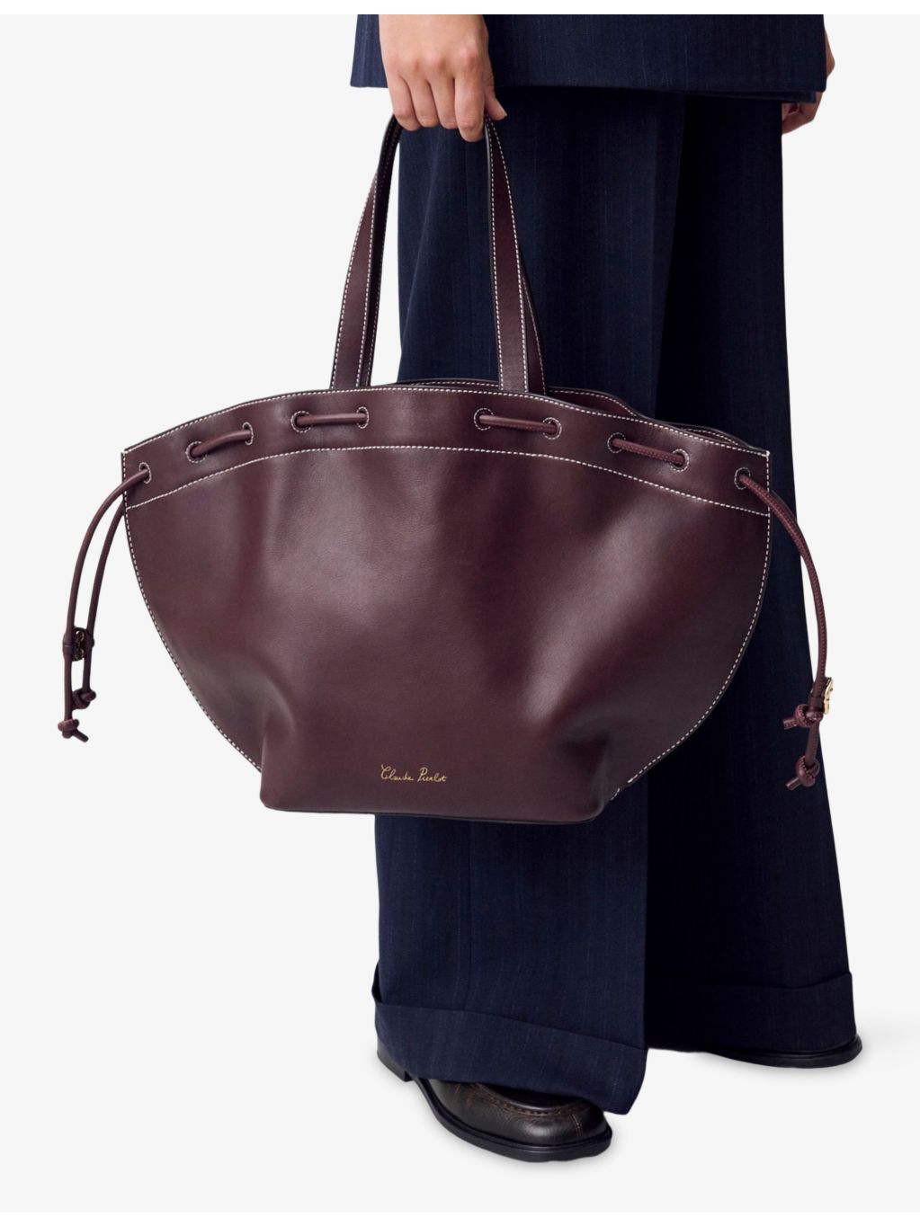 Claudie Pierlot leather tote shoulder bag with gold hardware - British product