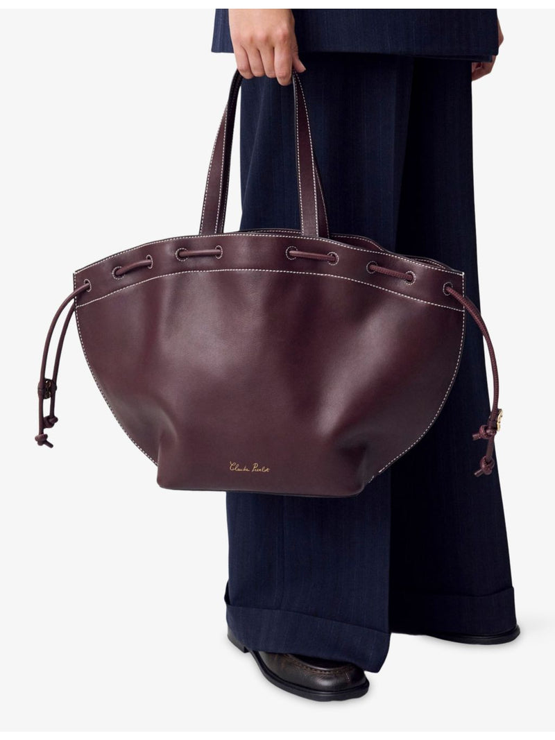 Claudie Pierlot leather tote shoulder bag with gold hardware - British product
