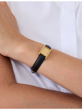 Heaven Mayhem stainless steel watch, gold case, leather strap (British brand)