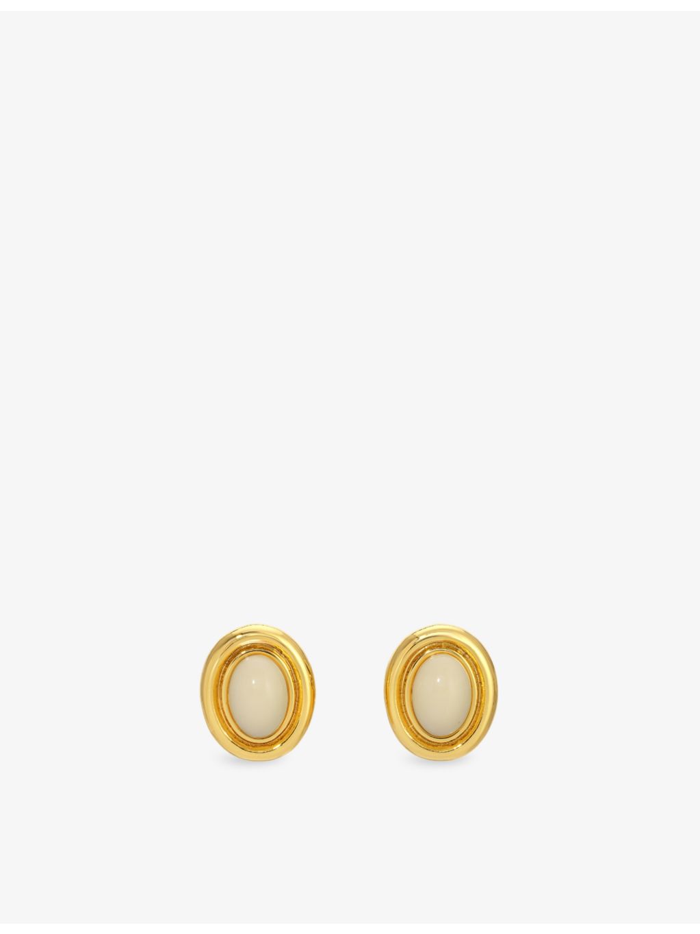 Heaven Mayhem brass stud earrings with red stone, 3cm (British brand)