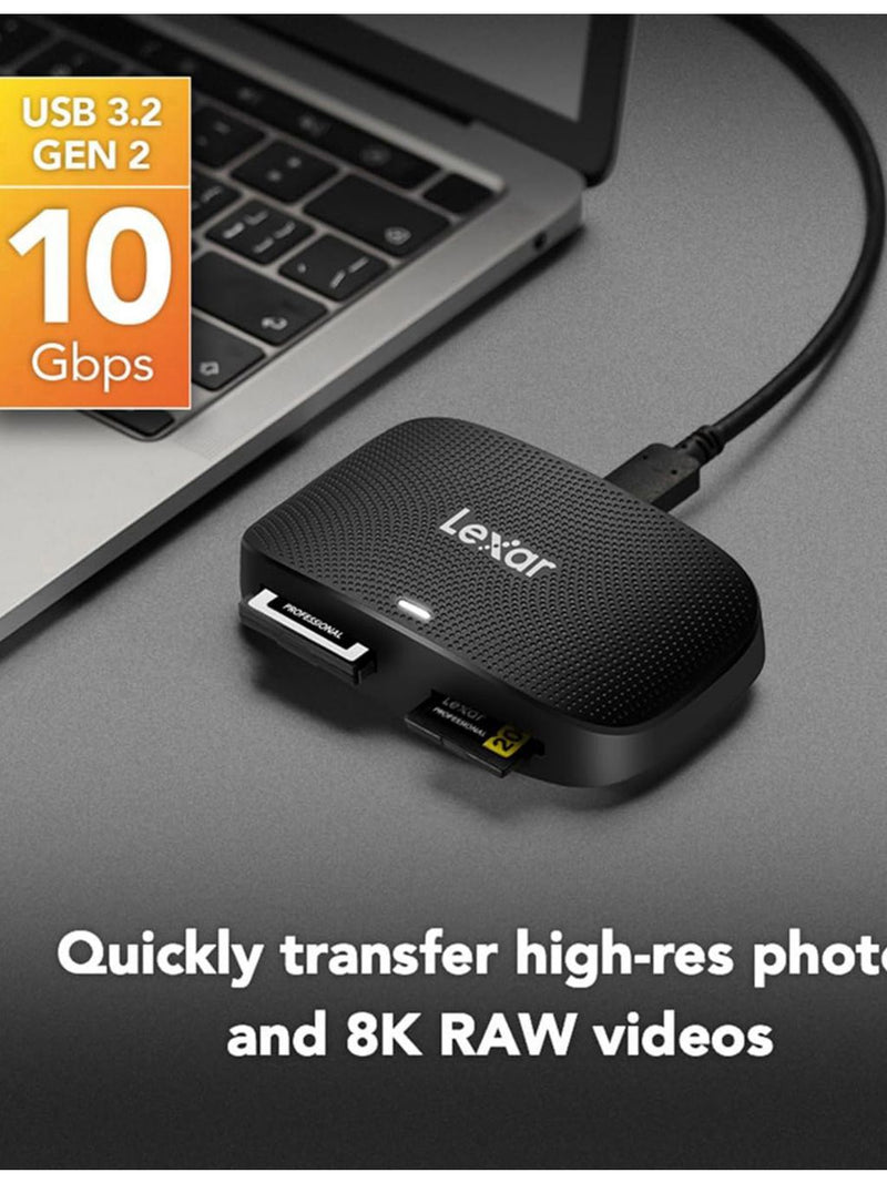 Lexar CFexpress Type B and SD UHS-II card reader, imported from the UK