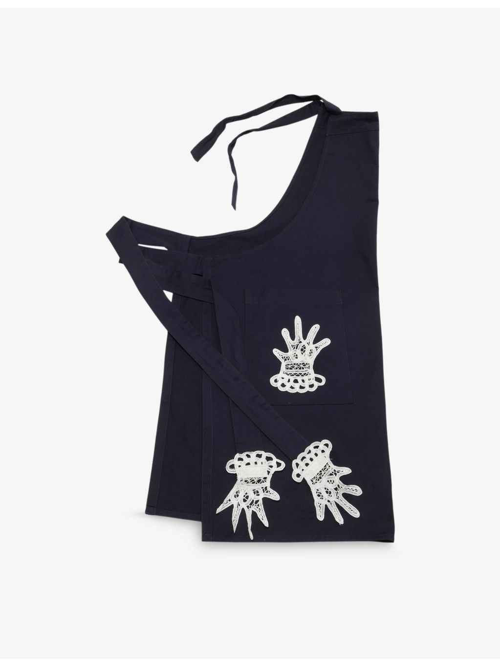 Gohar World full cotton apron with lace hands appliqué - British product