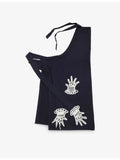Gohar World full cotton apron with lace hands appliqué - British product