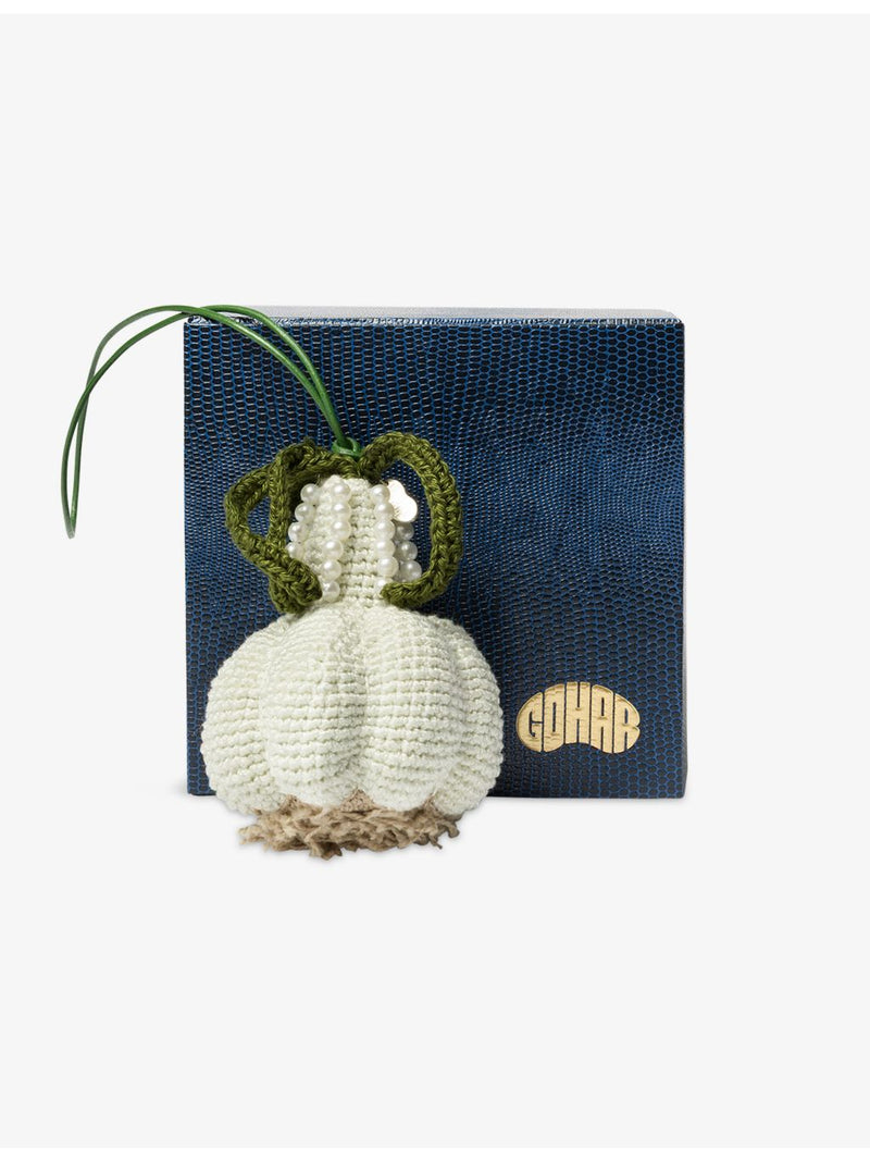 Gohar World garlic crochet bag charm 10cm, imported from the UK