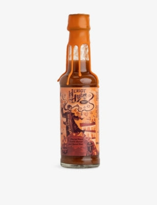 Heriot Hott scotch bonnet peach hot sauce 150ml, imported from the UK