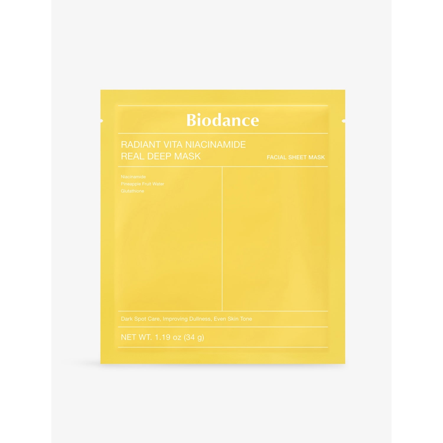 Biodance Radiant Vita Niacinamide face masks 4 pack, imported from the UK