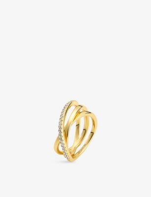 Sif Jakobs Spirale 18ct Yellow Gold-Plated Sterling Silver Cubic Zirconia Ring