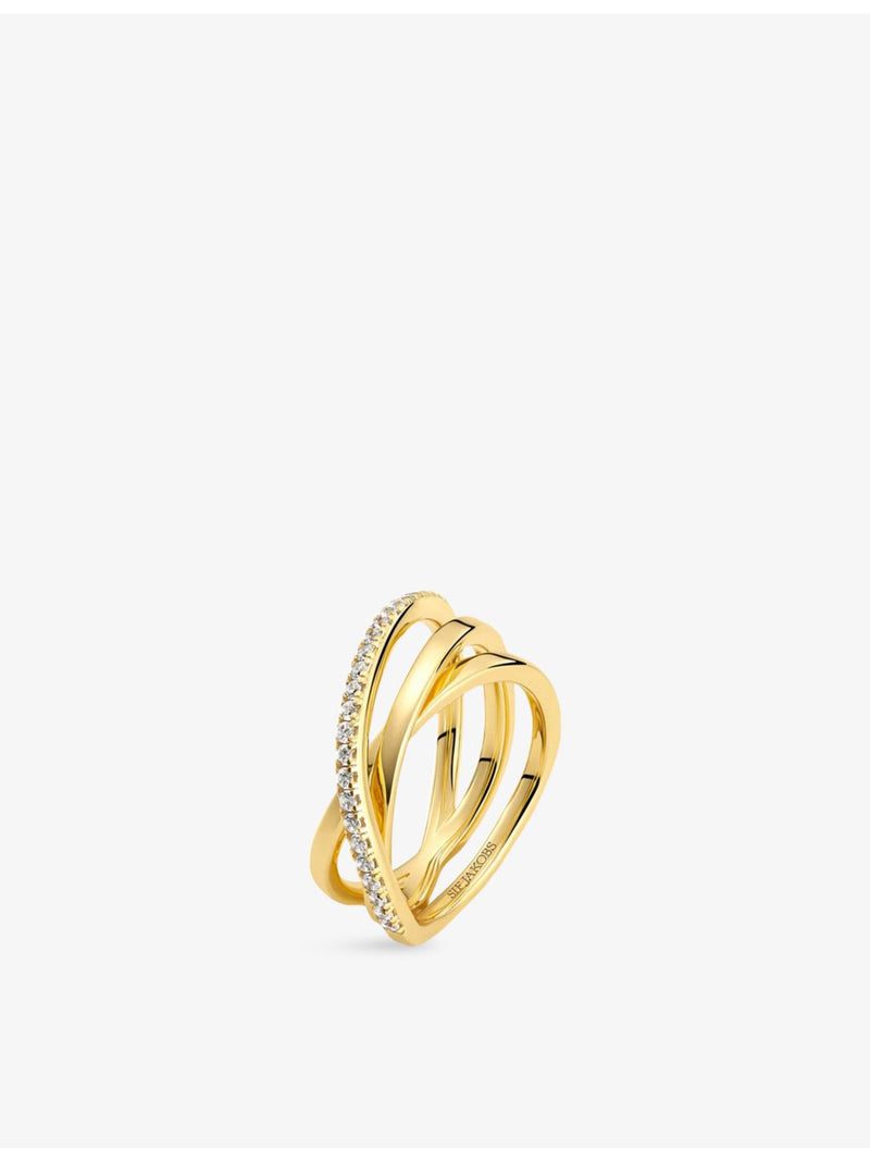 Sif Jakobs Spirale gold-plated ring with cubic zirconia, imported from the UK