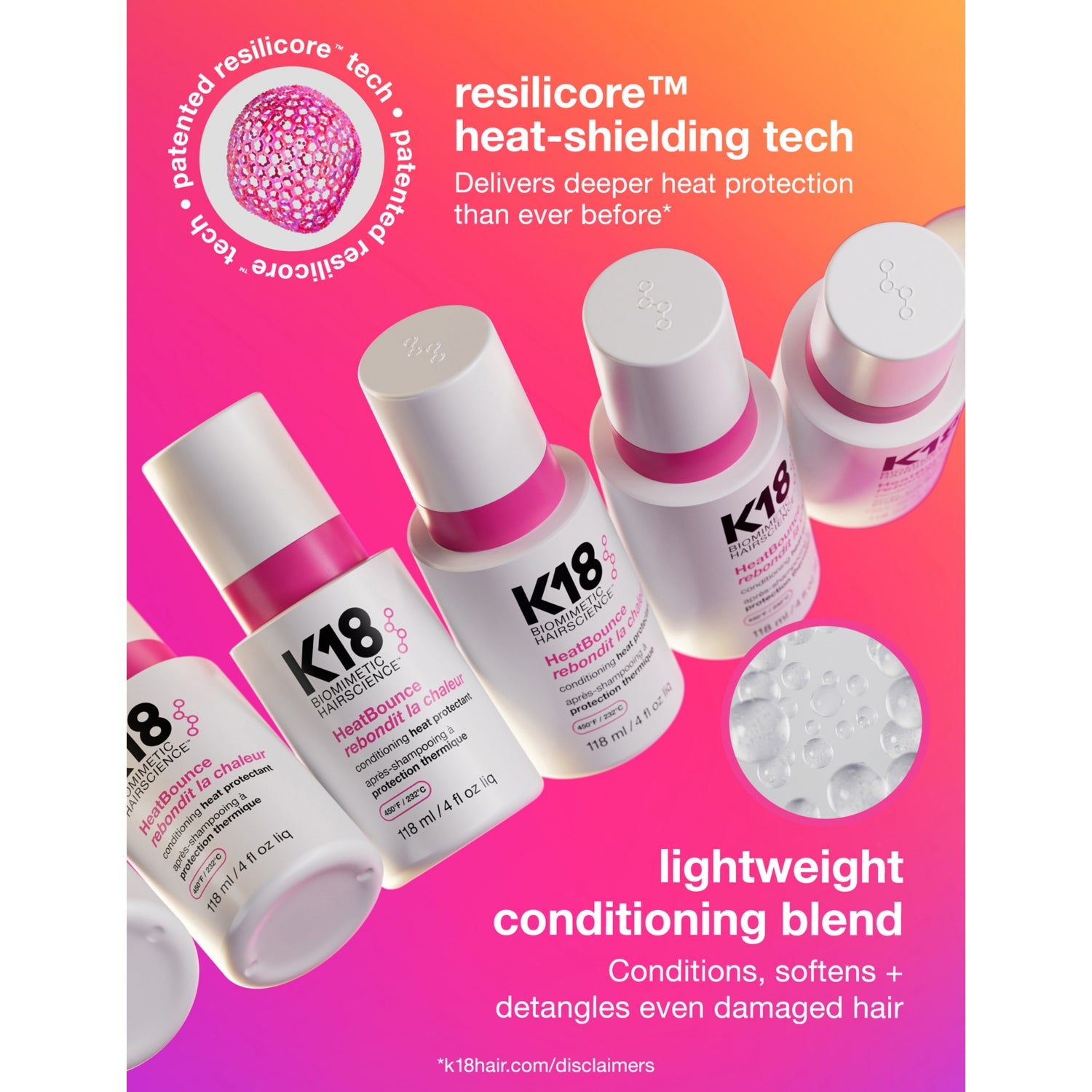 K18 Heatbounce conditioning heat protectant 118ml (British brand)