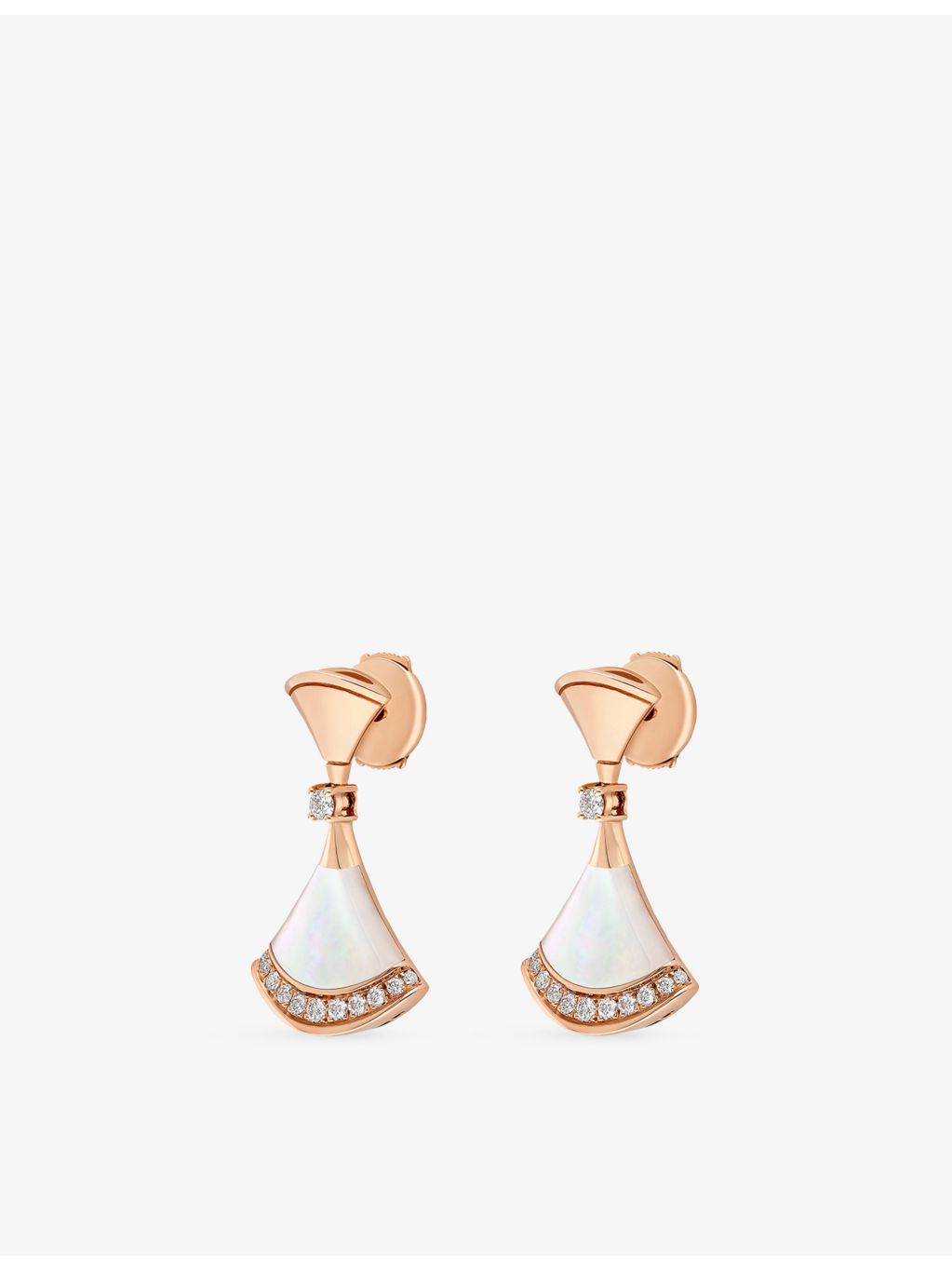 Bvlgari rose gold diamond mother-of-pearl earrings 0.18ct, UK version
