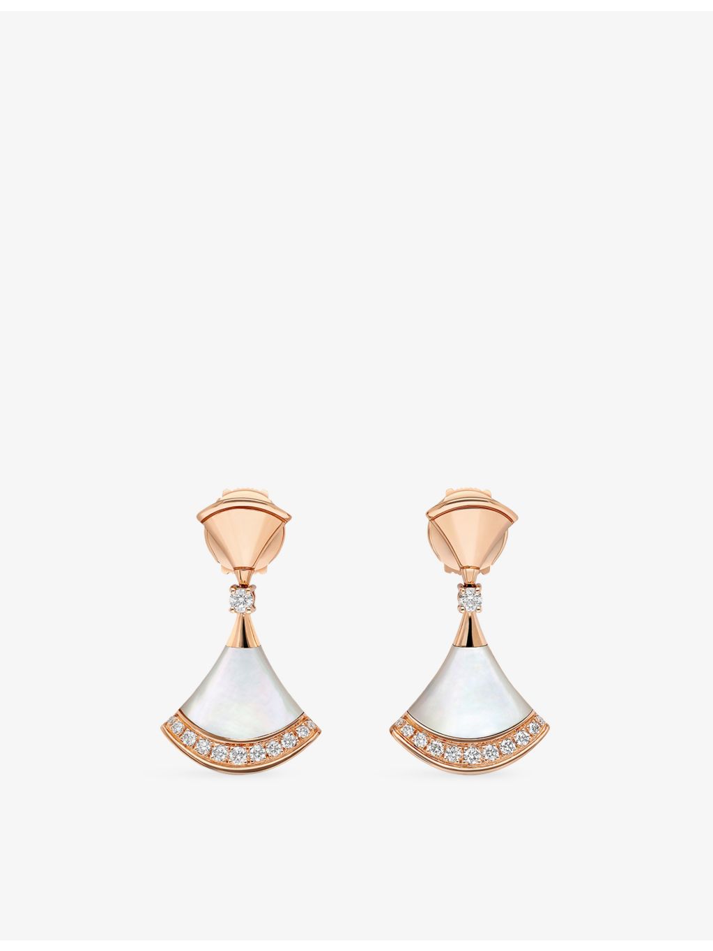 Bvlgari rose gold diamond mother-of-pearl earrings 0.18ct, UK version