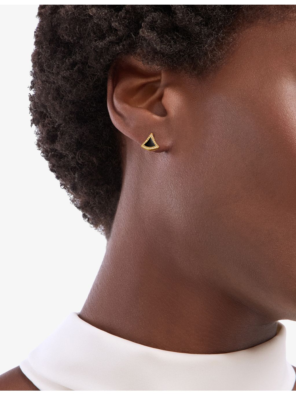 Bvlgari 18ct yellow gold black onyx pavé diamond earrings (British brand)