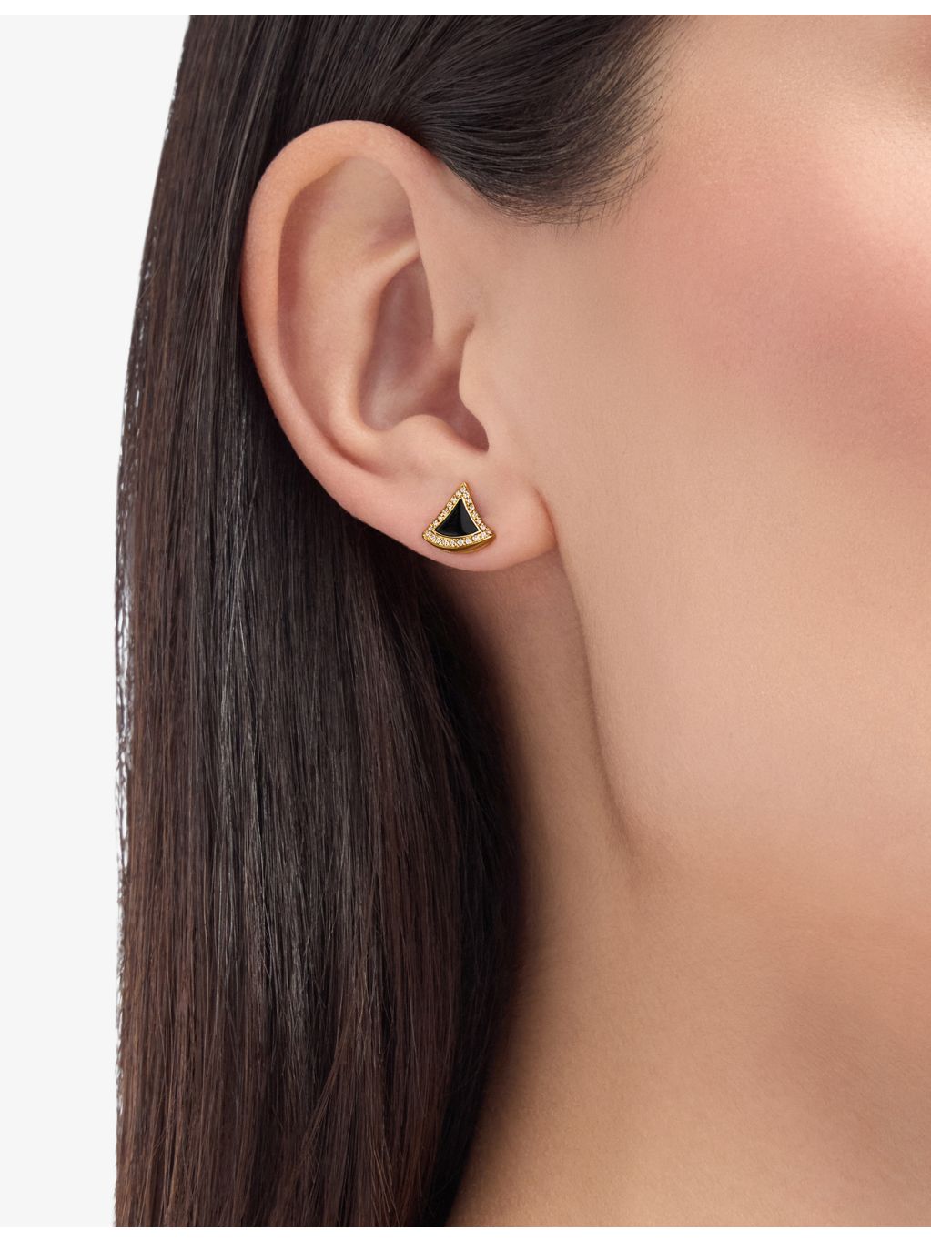 Bvlgari 18ct yellow gold black onyx pavé diamond earrings (British brand)