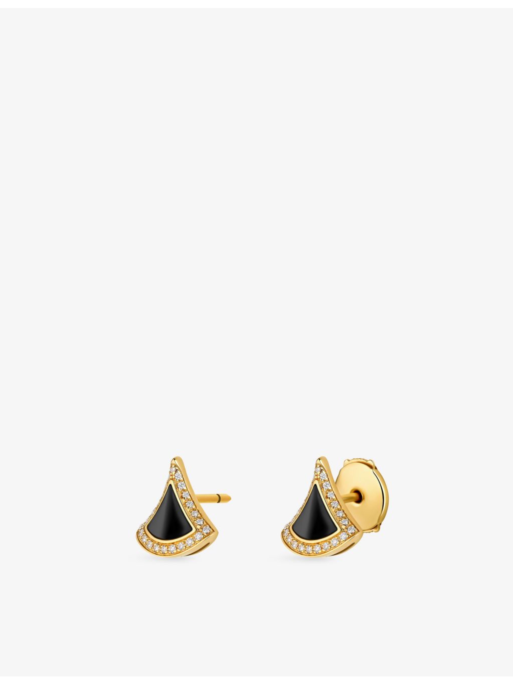 Bvlgari 18ct yellow gold black onyx pavé diamond earrings (British brand)