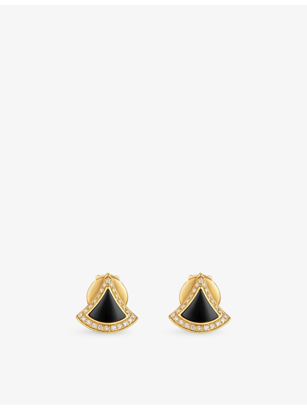 Bvlgari 18ct yellow gold black onyx pavé diamond earrings (British brand)