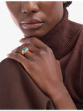 Bvlgari blue topaz and diamond ring 18ct gold - British product