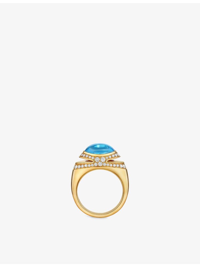 Bvlgari blue topaz and diamond ring 18ct gold - British product