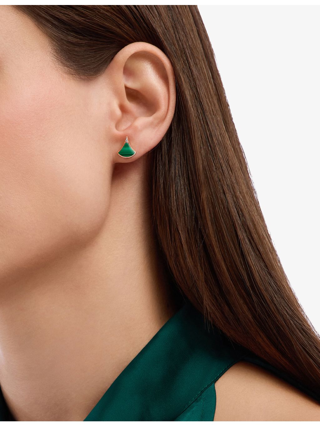Bvlgari Divas Dream rose gold malachite diamond stud earring, UK version