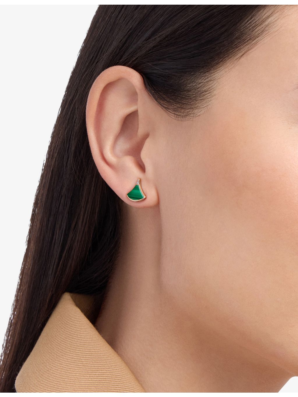 Bvlgari Divas Dream rose gold malachite diamond stud earring, UK version