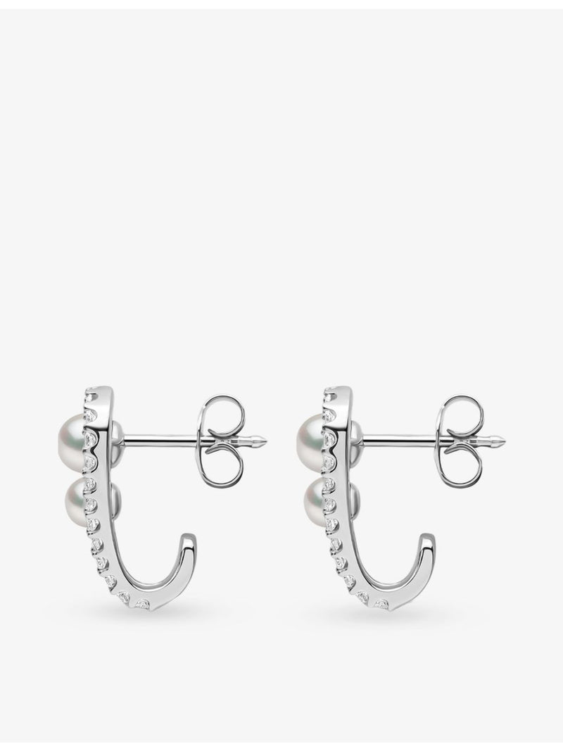 Yoko London Akoya pearl diamond earrings 0.5ct, imported from the UK