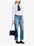 Sandro Le Mambo leather shoulder bag with flap-over design, UK version